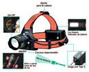Linterna Frontal LED Recargable 2500 Lúmenes con Zoom
