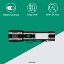 Linterna LED Recargable con Doble Luz y Zoom Ajustable