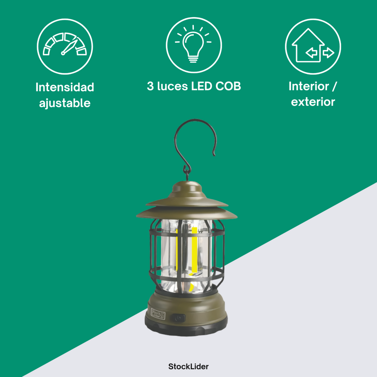 Lámpara de Camping LED Estilo Farol con Gancho